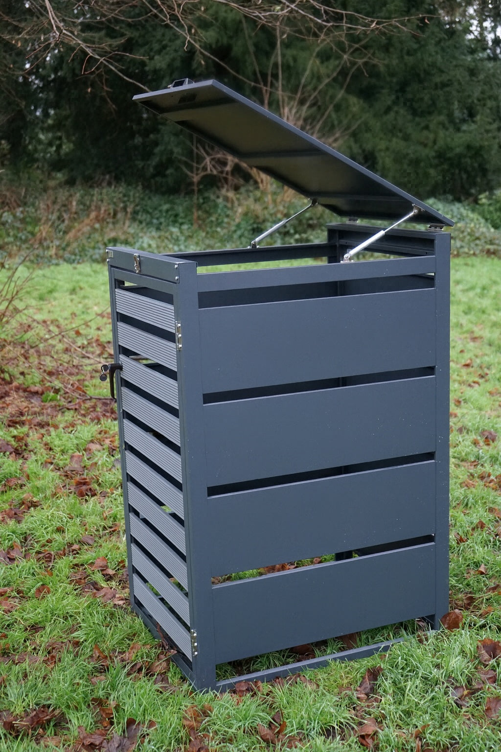 Single Grey Wheelie Bin Store – Galvanized Steel Outdoor Cover