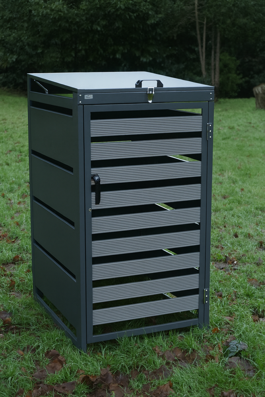 Single Grey Wheelie Bin Store – Galvanized Steel Outdoor Cover