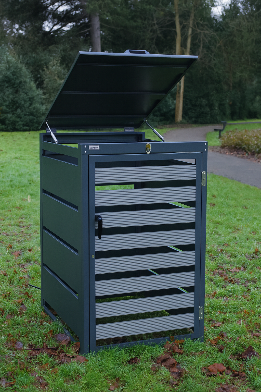 Single Grey Wheelie Bin Store – Galvanized Steel Outdoor Cover