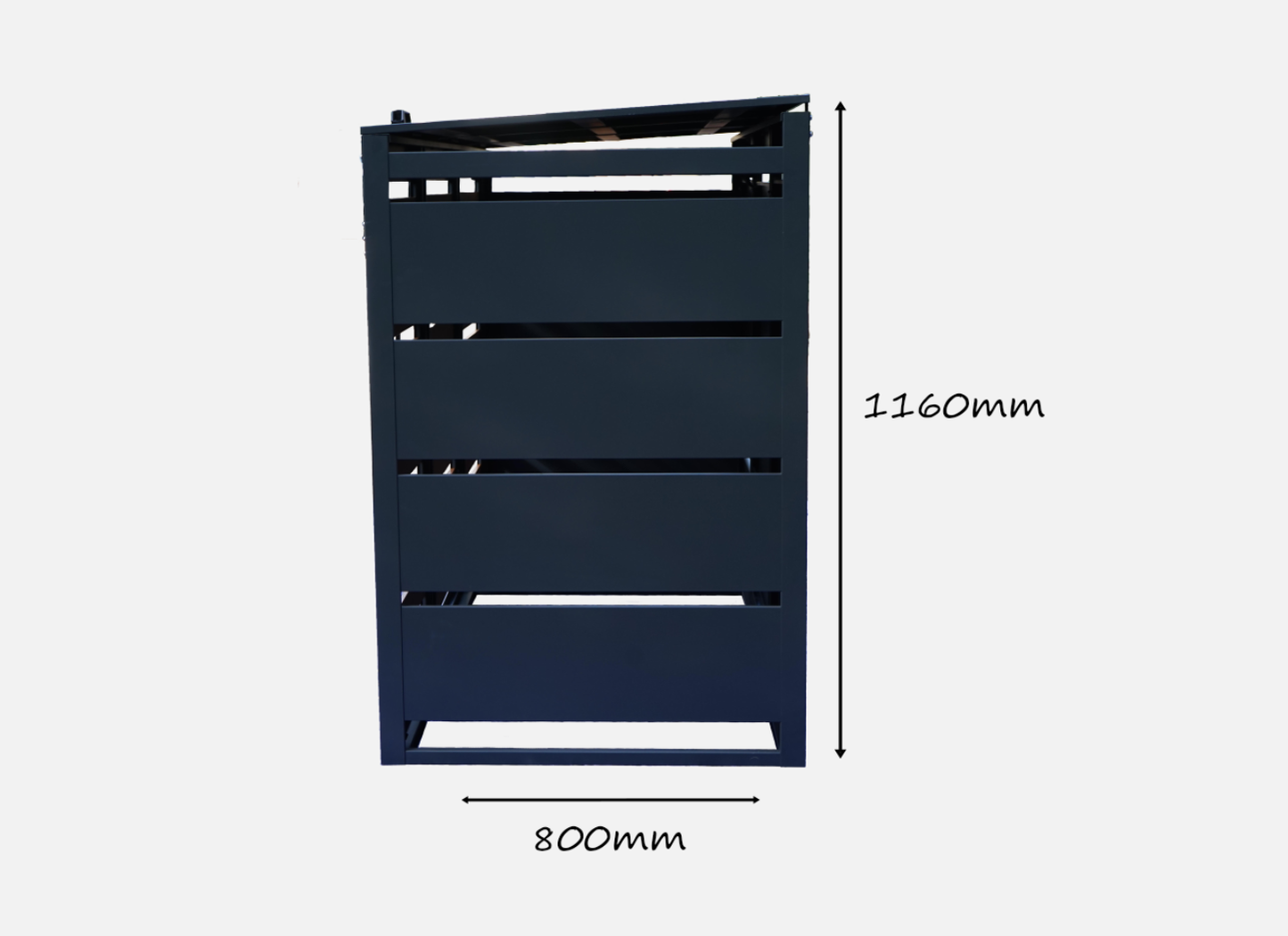 Grey Quad 4-Door Wheelie Bin Storage – Lockable, Galvanized Steel Design